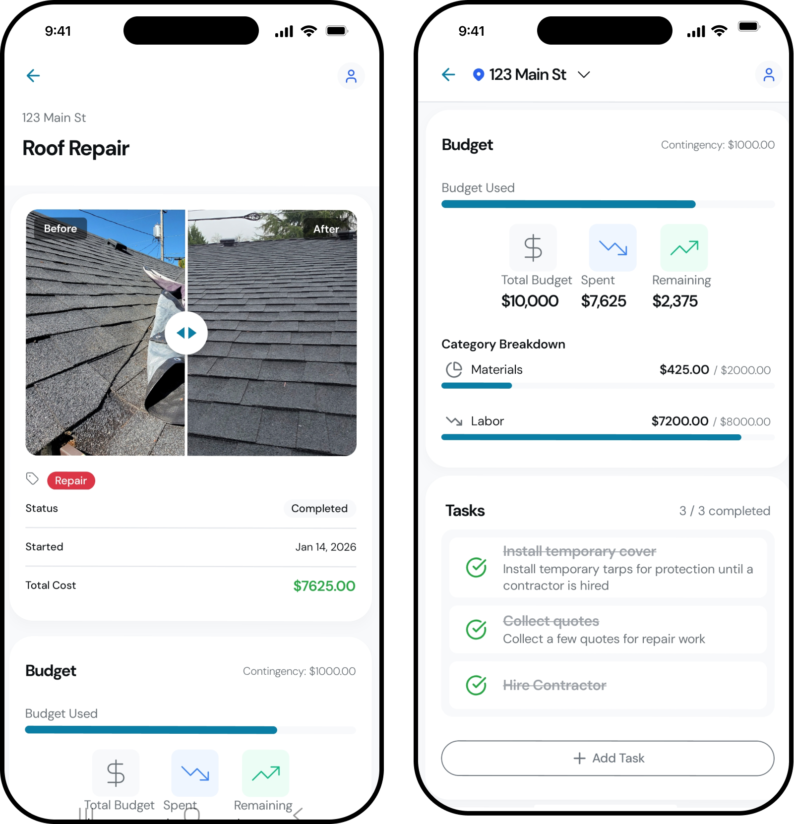 Haven project tracking screens
